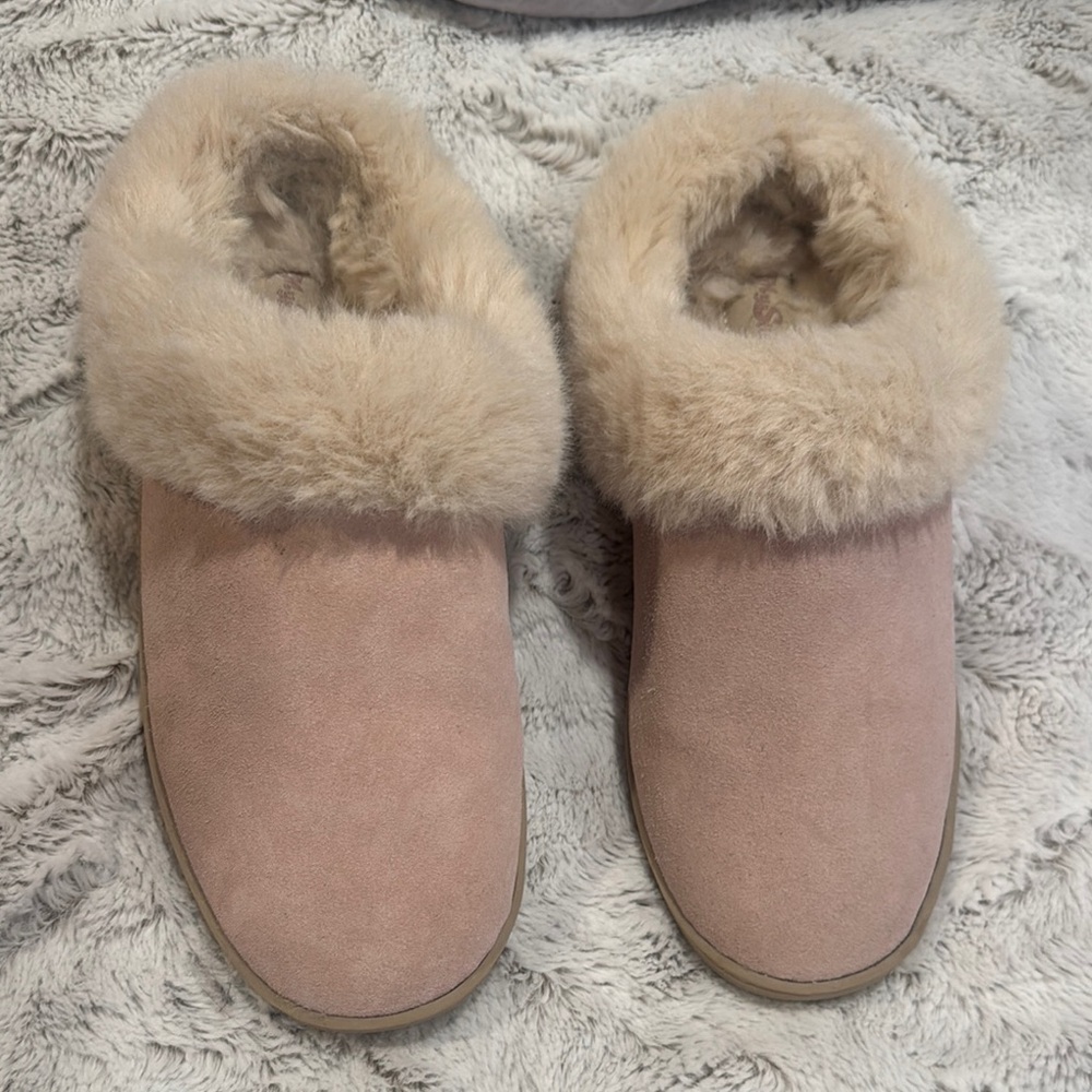 Plush Pink and Cream Slip-On Slippers